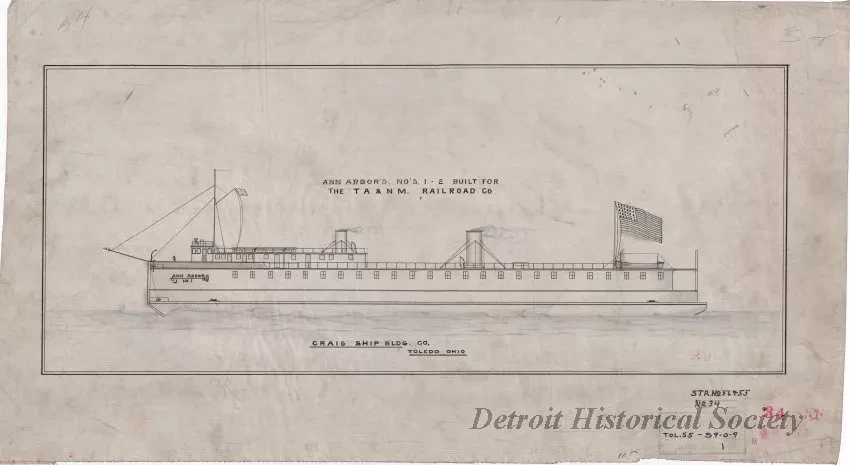 Drawing, Technical - Ann Arbor's No's. 1 - 2, 
Built for the TA & NM Railroad Co.