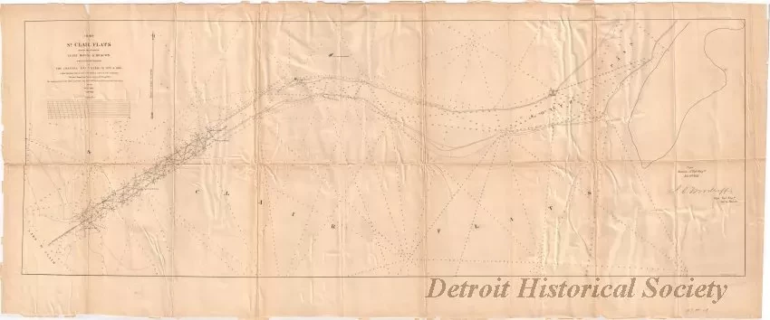 Chart, Navigational - Chart of St. Clair Flats
Showing the Positions of Light House & Beacon 
Now in Course of Erection and the Channel Excavated in 1857& 1858