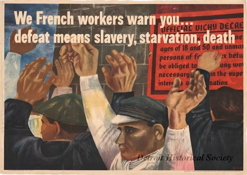 Poster - We French Workers Warn You ... 
Defeat Means Slavery, Starvation, Death