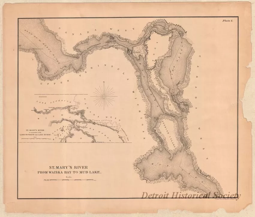 Lithograph - St. Mary's River from Waiska Bay to Mud Lake