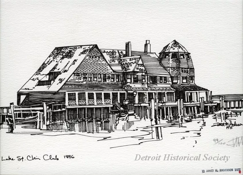 Drawing - "Lake St. Clair Club"
