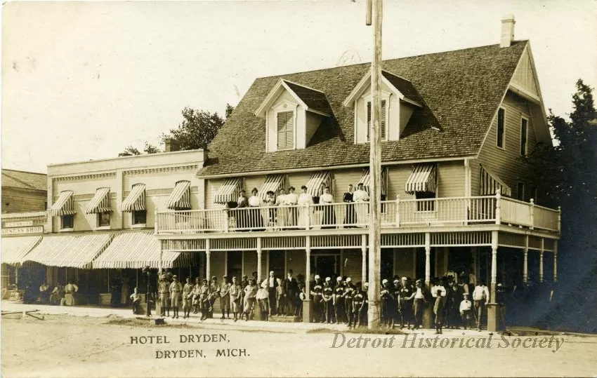 Postcard - Hotel Dryden, Dryden Mich.
