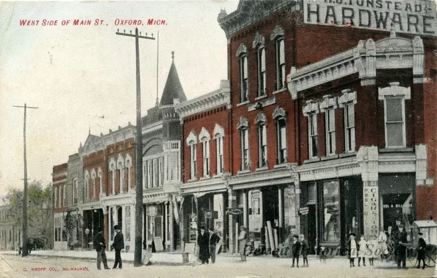 Postcard - West Side of Main St., Oxford, Mich.