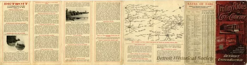 Map - Trolley Rides in City and Country to Charming Rural Scenery, Beautiful Lakes, and Majestic Rivers via Detroit United Railway