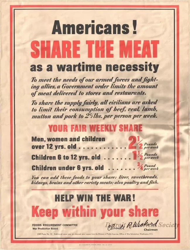 Poster - Americans! Share the Meat as a Wartime Necessity