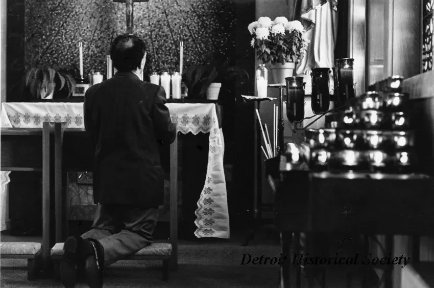 Print, Photographic - Albanian man at the altar