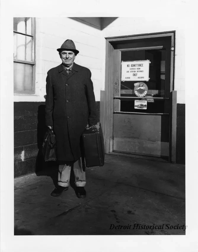 Print, Photographic - Man Waiting for Bus - Pontiac