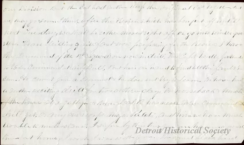 Lithograph - Camp Palmer, 1st Regiment Mich. Cavalry.