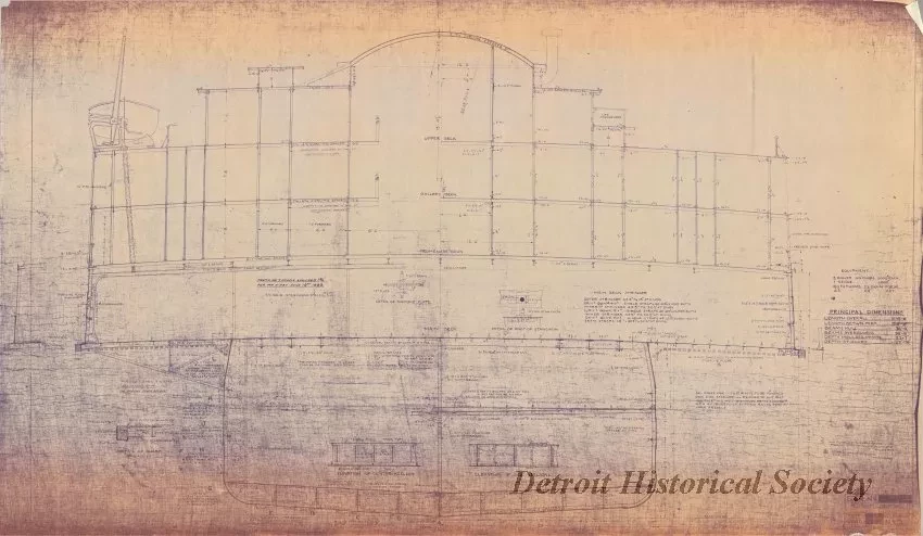 Blueprint - Midship Section,
Detroit & Buffalo [SS Greater Detroit and SS Greater Buffalo]