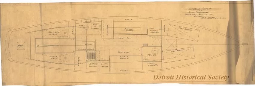 Drawing, Technical - Interior Layout of Yacht Baccarat
