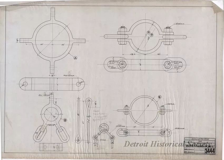 Drawing, Technical - Details of Mast Bands for Tug Frank Perry