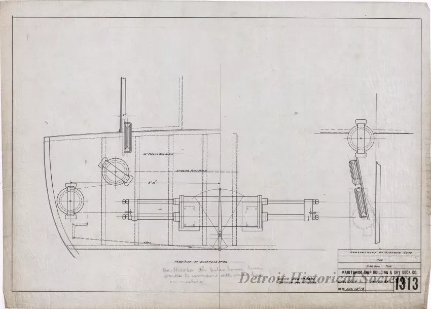 Drawing, Technical - Arrangement of Steering Gear for Harbor Tug
(Hull No. 64)