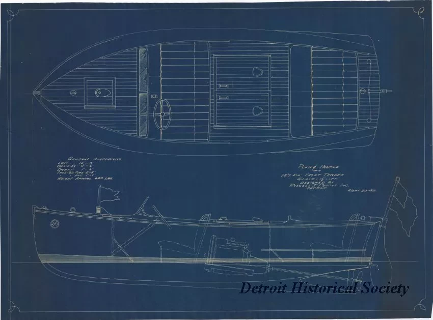 Blueprint - Plan & Profile of a
15' x 5' 6" Yacht Tender