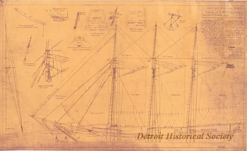 Blueprint - Sail and Rigging Plan,
Schooner J. T. Wing