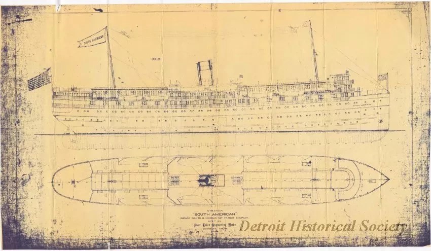 Blueprint - Steamer, South American,
Chicago, Duluth & Georgian Bay Transit Company