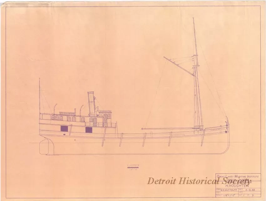 Blueprint - Wooden Steam Barge, H. Houghten