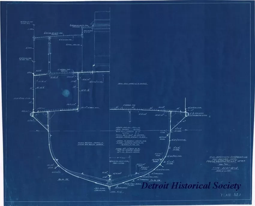 Blueprint - Passenger & Freight Stmr.,
Hull #104, Type Sections