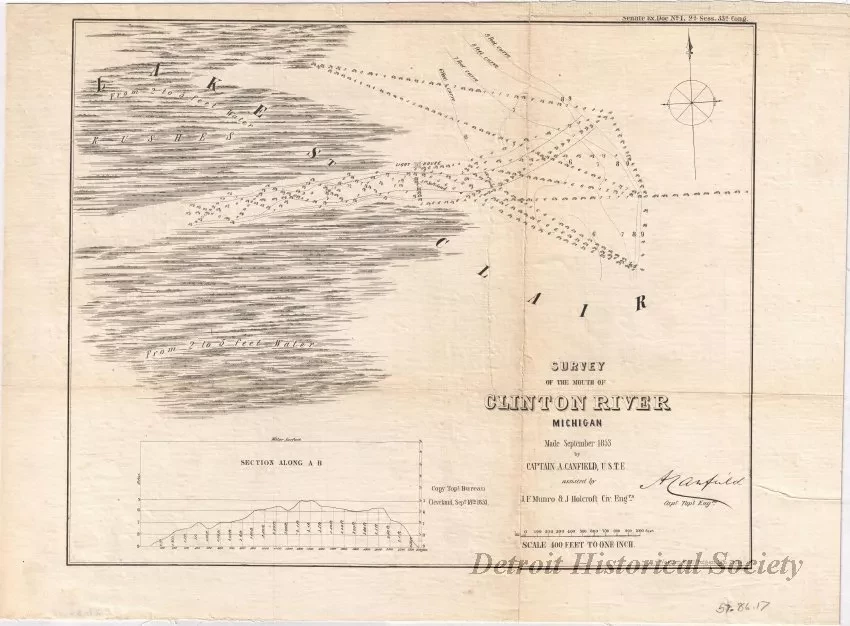 Chart, Navigational - Survey of the Mouth of Clinton River, Michigan