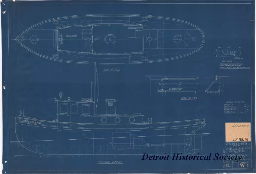 Blueprint - 40 Foot Steel Work Launch,
Profile and Deck