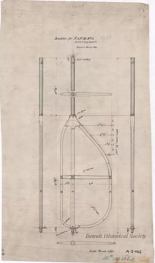Drawing, Technical - Rudder for F.&P.M. No. 1