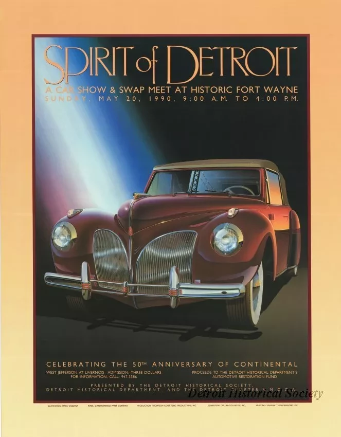 Poster - Spirit of Detroit - A Car Show & Swap Meet at Historic Fort Wayne