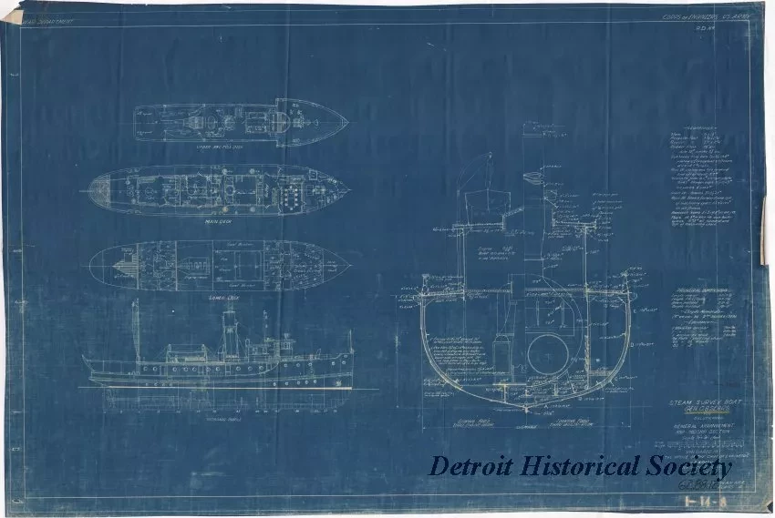 Blueprint - Steam Survey Boat, Gen. C. B. Sears