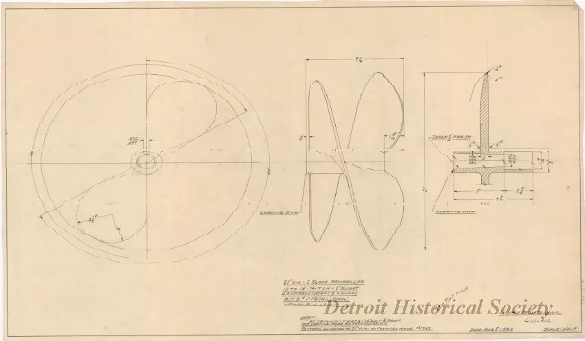 Drawing, Technical - 21" Dia. - 2 Blade Propeller