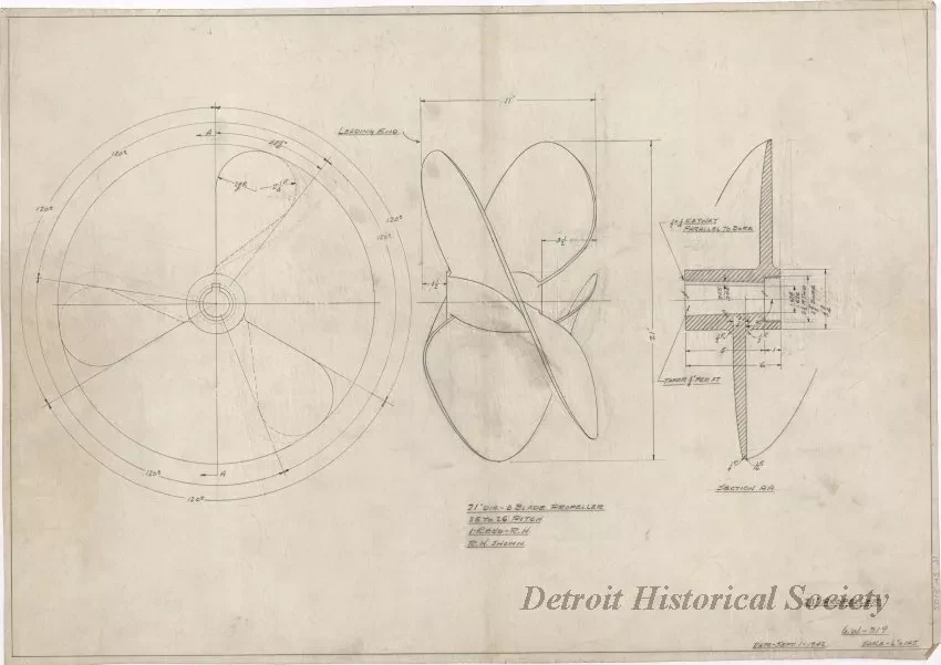 Drawing, Technical - 21" Dia. 3-Blade Propeller