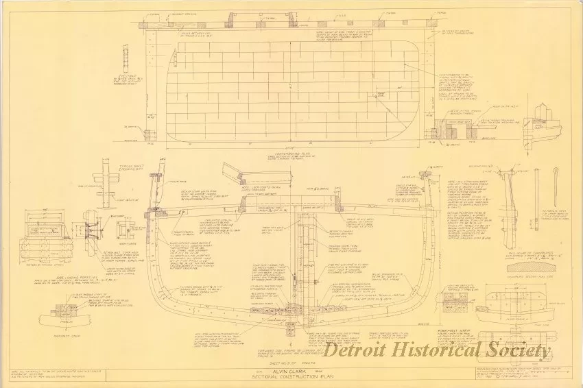 Blueprint - Sch. [Schooner] Alvin Clark, Sectional Construction Plan