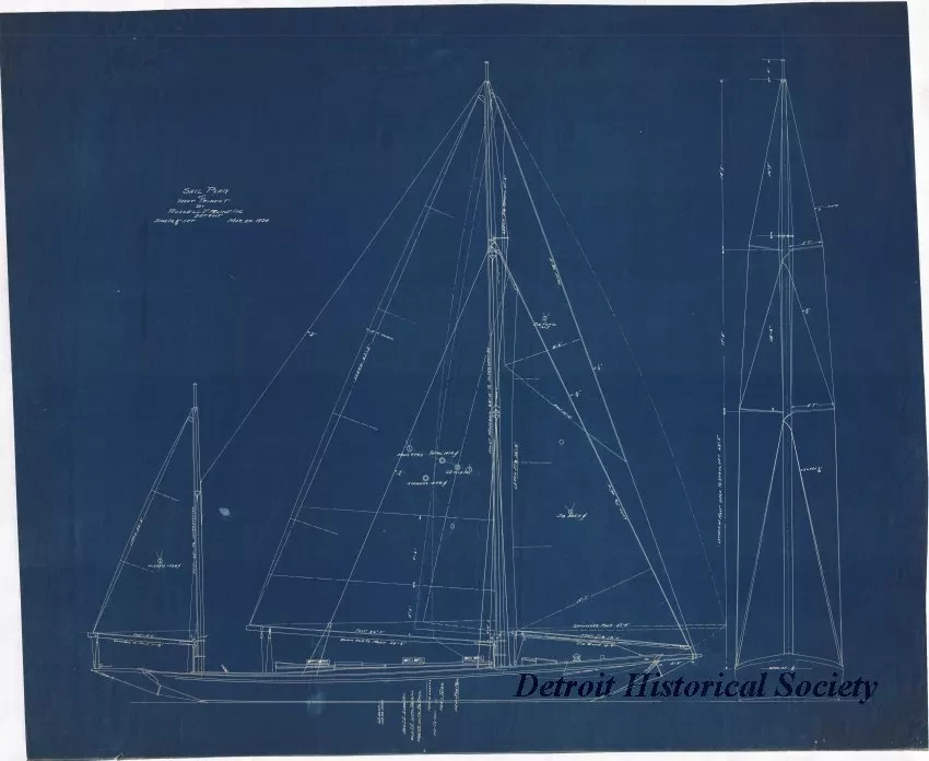 Blueprint - Sail Plan of Yacht Trident
