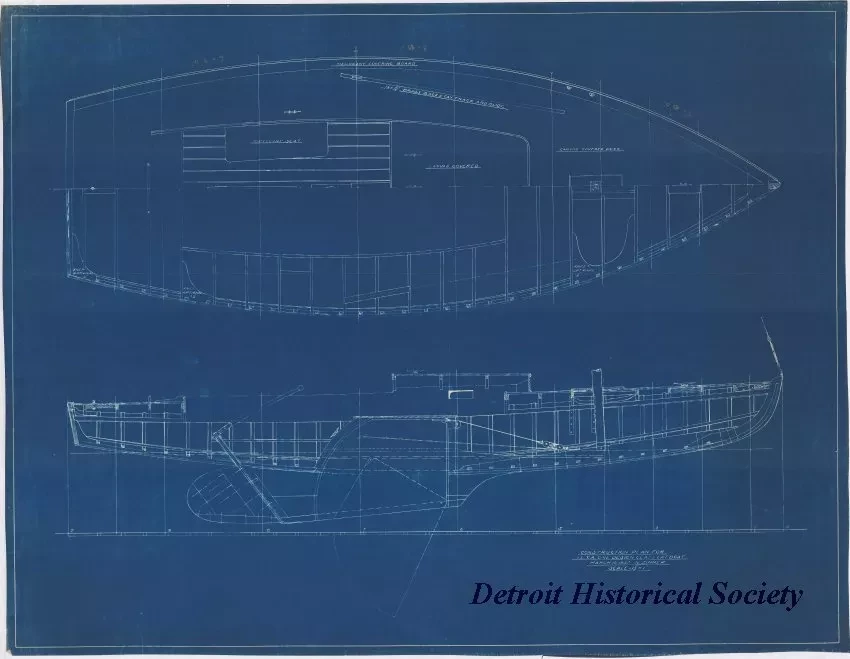 Blueprint - Construction Plan for 
I.L.Y.A. [Inter-Lake Yachting Association] One Design Class Catboat
