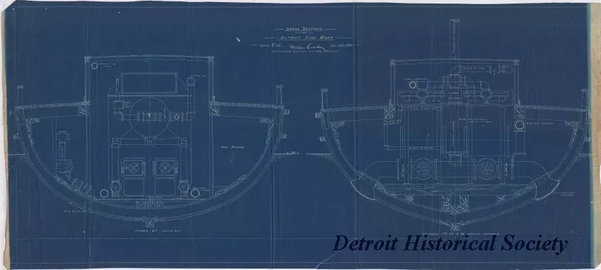 Blueprint - Cross Sections for Detroit Fire Boat