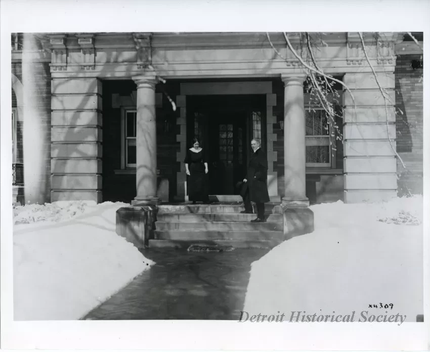 Print, Photographic - Henry and Clara Ford on the steps of their 66 Edison Ave. home