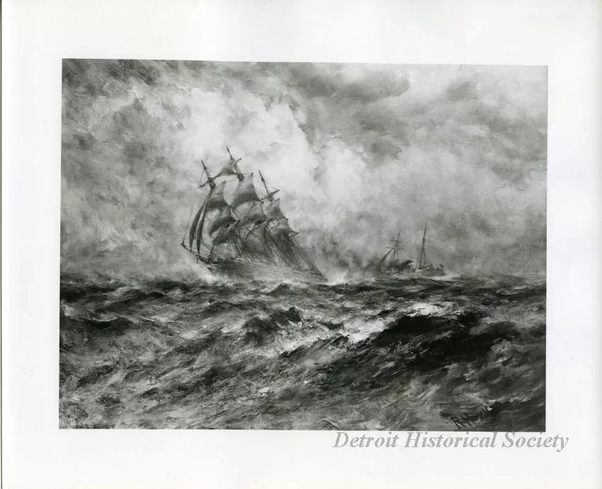 Print, Photographic - Sailing Ship in a Heavy Sea - Photo of Robert Hopkin Painting 'Sailing Ship in a Heavy Sea'