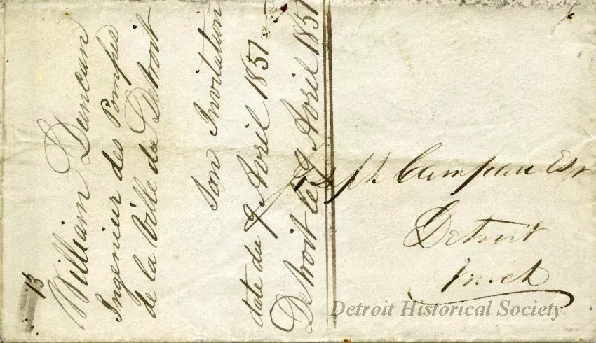 Letter - Letter from William Duncan to Joseph Campau