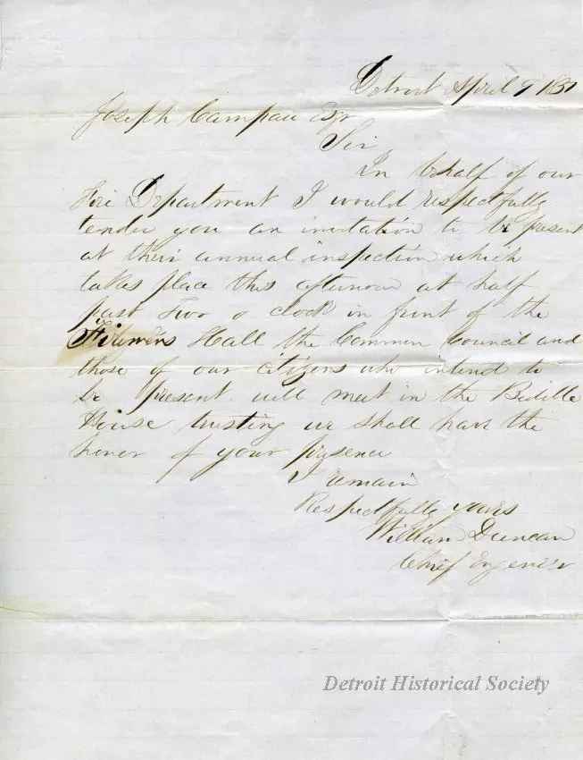 Letter - Letter from William Duncan to Joseph Campau