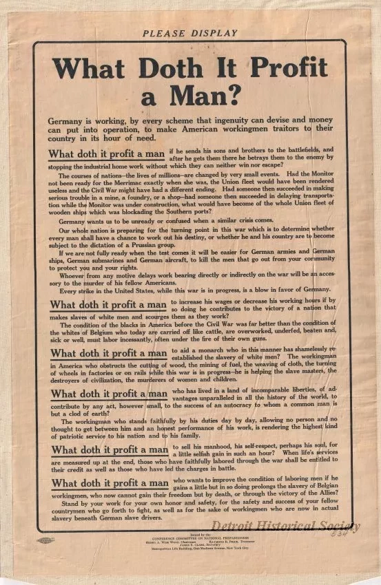 Poster - What Doth It Profit a Man?