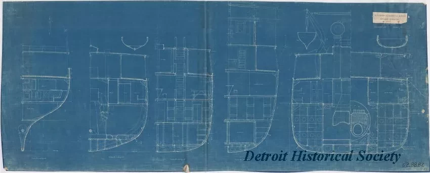 Blueprint - U. S. Coast & Geodetic Survey Steamer, Surveyor; 
Type Sections