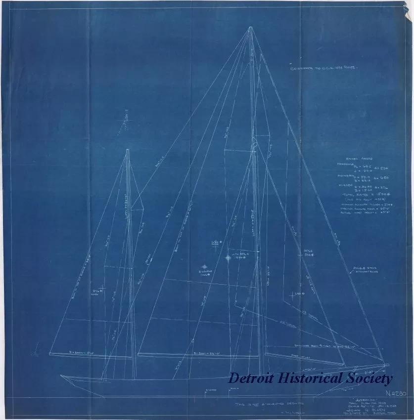 Blueprint - Josephine, Sail Plan for 1938