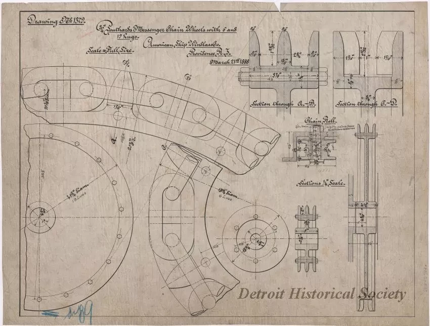 Drawing, Technical - 3/4" Southard's Messenger Chain Wheels with 6 and 19 Lugs
