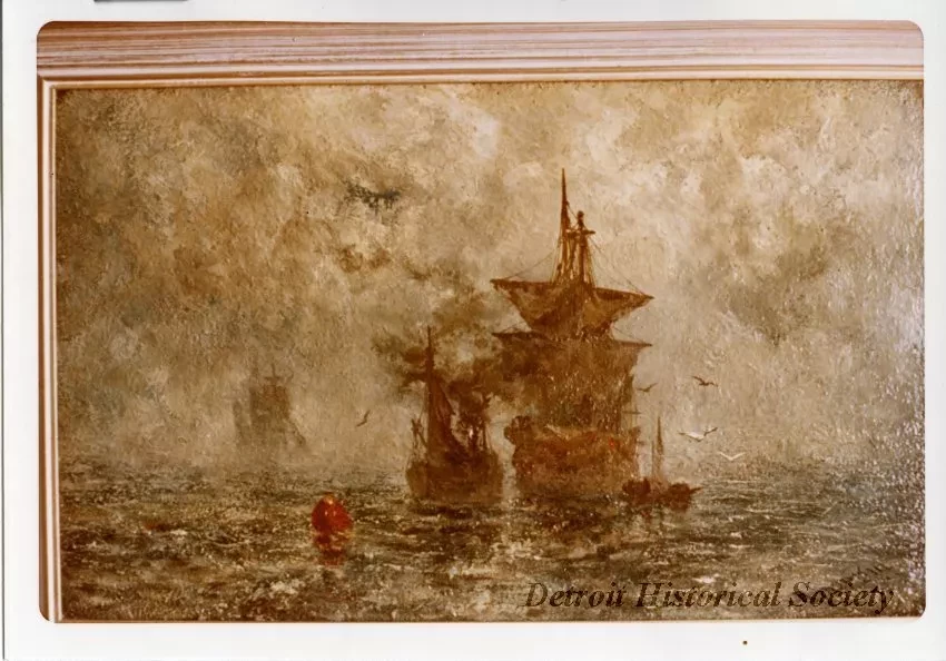 Print, Photographic - Photo of Robert Hopkin Painting '4 Ships in Fog'