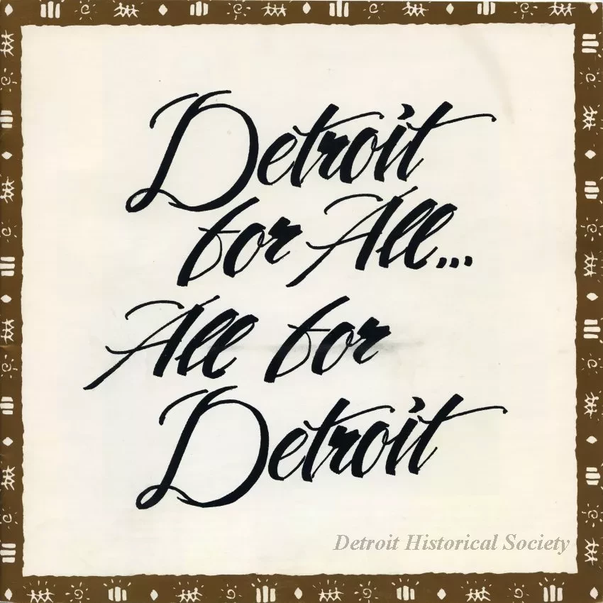 Program - Detroit for All...All for Detroit