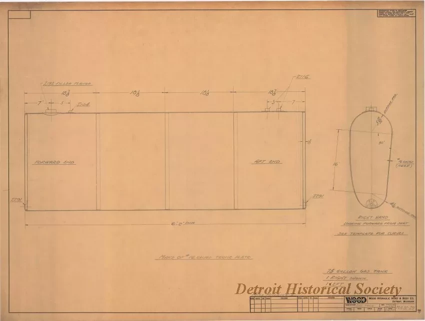 Drawing, Technical - 75 Gallon Gas Tank