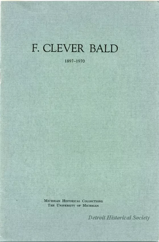 Booklet - F. Clever Bald 1897-1970