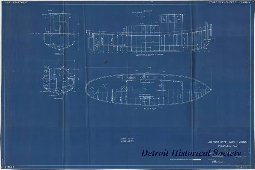 Blueprint - 40 Foot Steel Work Launch,
Structural Plan
