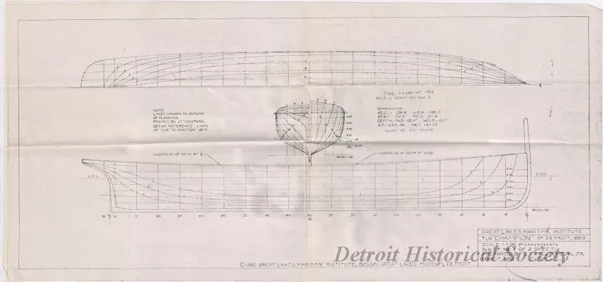 Blueprint - Tug Champion of Detroit, 1868