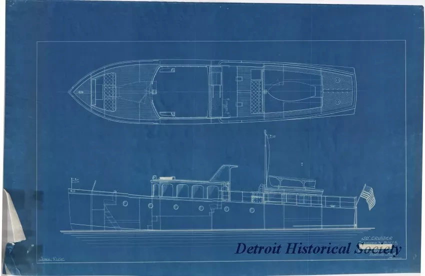 Blueprint - 50' Cruiser, Designed and Built for ----- by Gar Wood, Algonac, Mich.