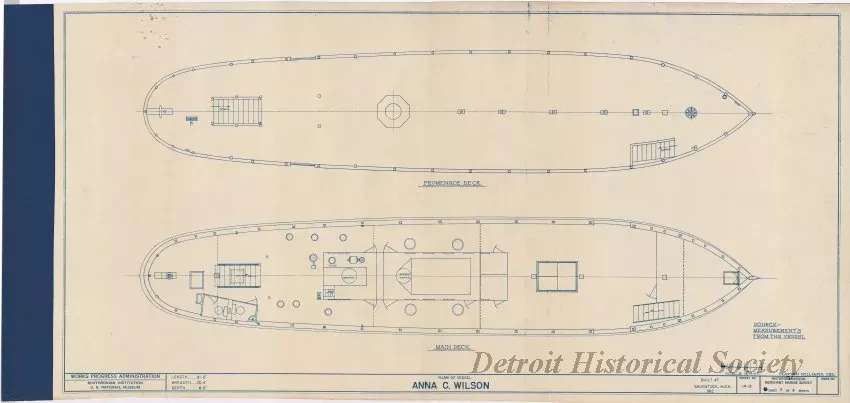 Blueprint - Anna C. Wilson, Promenade Deck [and] Main Deck