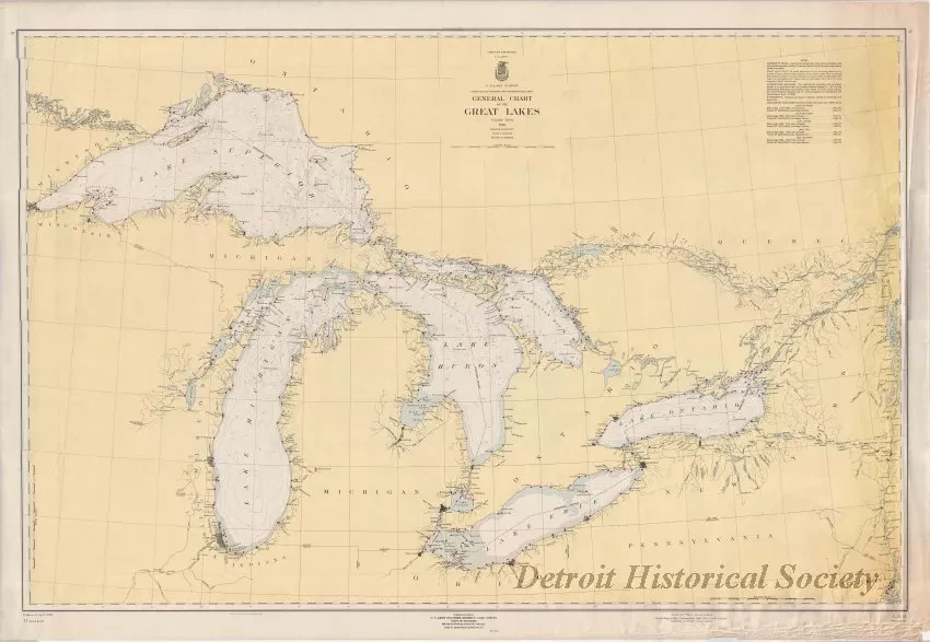 Chart, Navigational - General Chart of the Great Lakes