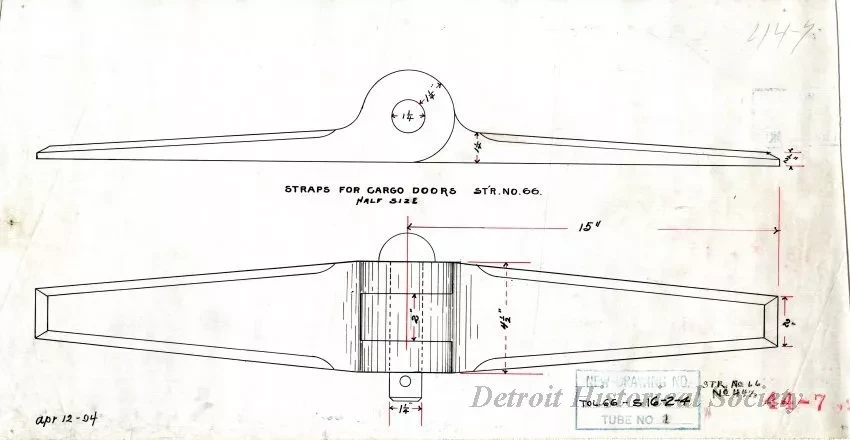Drawing, Technical - Straps for Cargo Doors,
Str. [Steamer] No. 66